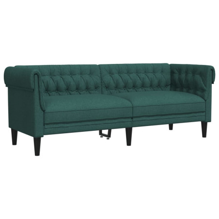 Trivietė chesterfield sofa, tamsiai žalios spalvos, audinys