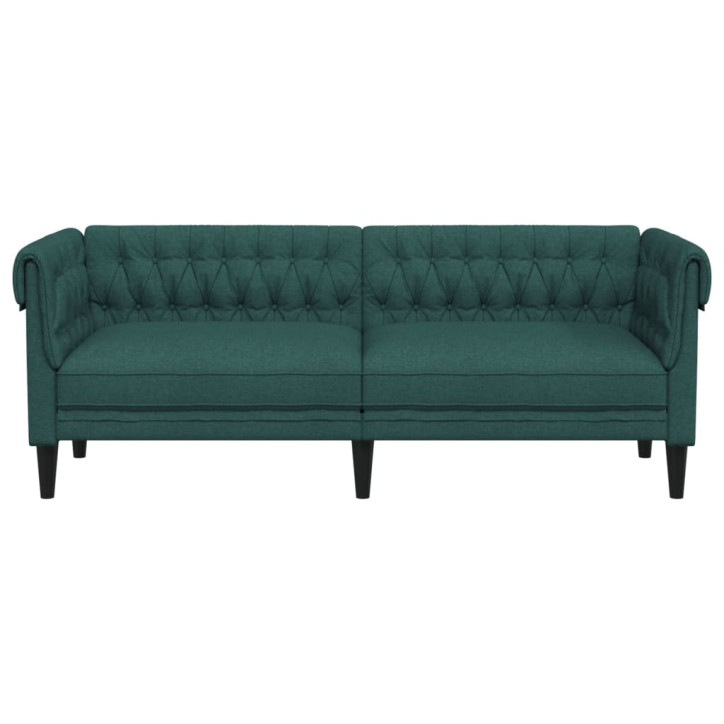 Trivietė chesterfield sofa, tamsiai žalios spalvos, audinys