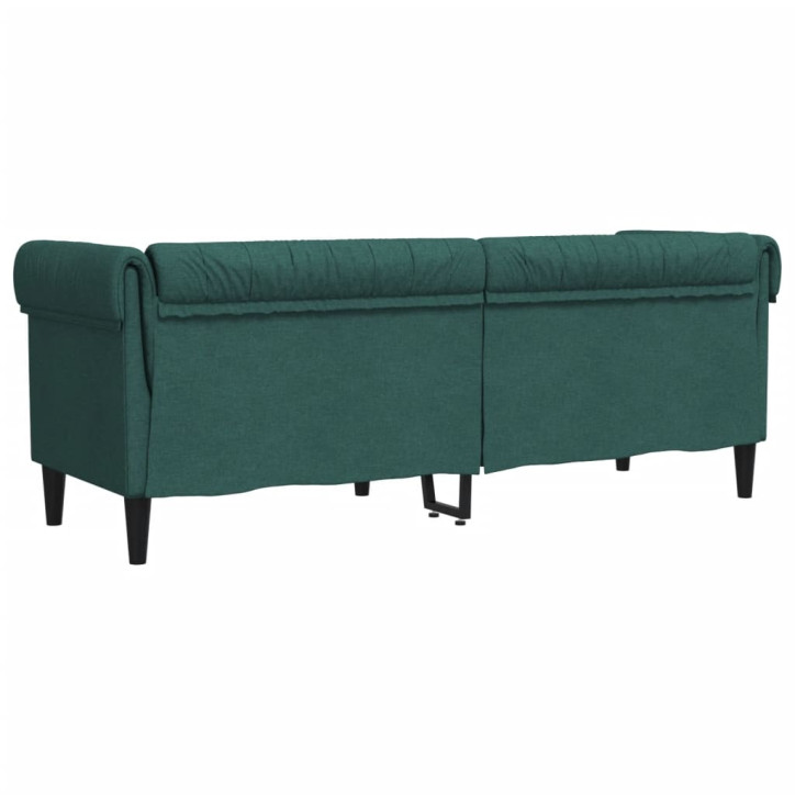 Trivietė chesterfield sofa, tamsiai žalios spalvos, audinys