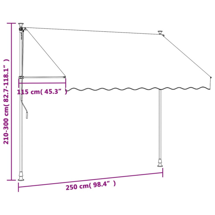 Ištraukiama markizė, antracito, 250x150cm, audinys ir plienas