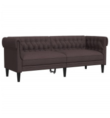 Trivietė chesterfield sofa, tamsiai rudos spalvos, audinys