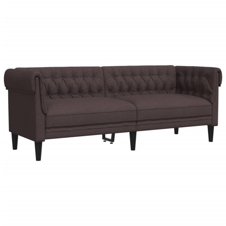 Trivietė chesterfield sofa, tamsiai rudos spalvos, audinys