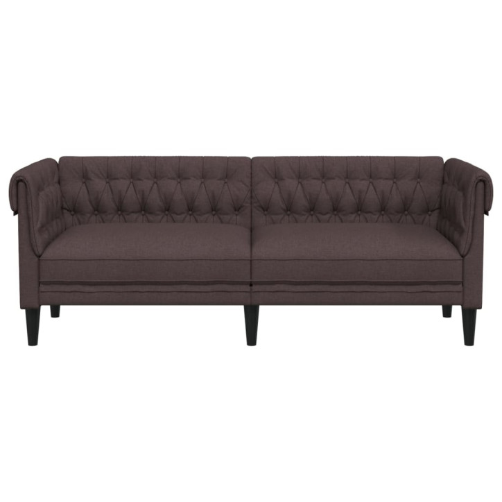 Trivietė chesterfield sofa, tamsiai rudos spalvos, audinys