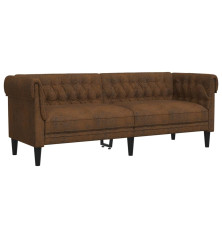 Trivietė chesterfield sofa, rudos spalvos, audinys