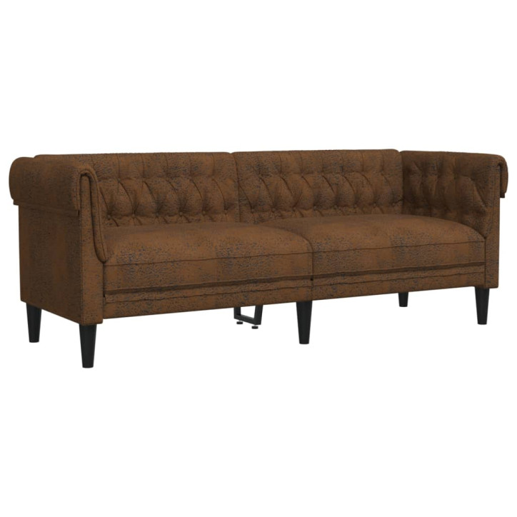 Trivietė chesterfield sofa, rudos spalvos, audinys