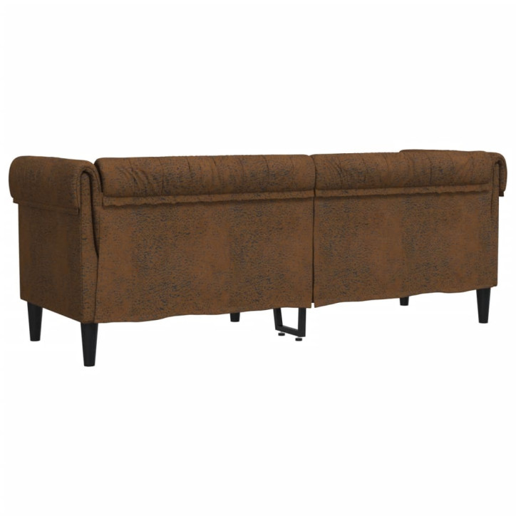 Trivietė chesterfield sofa, rudos spalvos, audinys