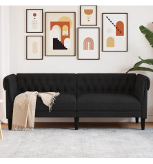 Trivietė chesterfield sofa, juodos spalvos, audinys