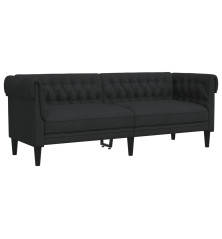 Trivietė chesterfield sofa, juodos spalvos, audinys