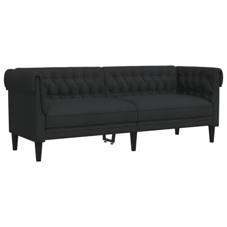 Trivietė chesterfield sofa, juodos spalvos, audinys