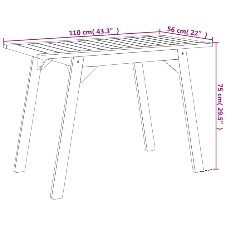 Sodo valgomojo stalas, 110x56x75cm, akacijos medienos masyvas