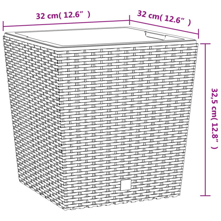 Lovelis su išimamu įdėklu, antracito, 21/32l, PP ratanas