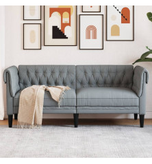 Dvivietė chesterfield sofa, šviesiai pilkos spalvos, audinys