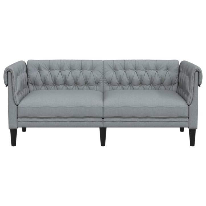 Dvivietė chesterfield sofa, šviesiai pilkos spalvos, audinys