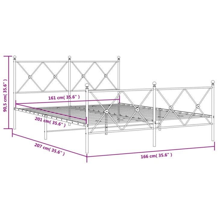 Lovos rėmas su galvūgaliu/kojūgaliu, juodas, 160x200cm, metalas