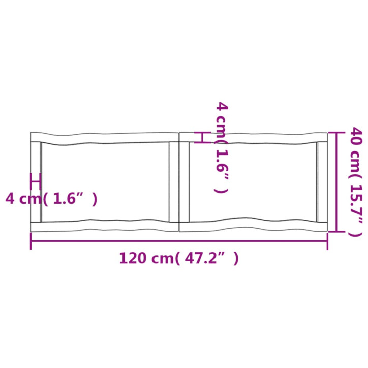 Stalviršis, 120x40x(2–4)cm, medienos masyvas, su gyvu kraštu