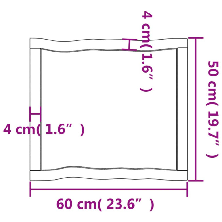 Stalviršis, tamsiai ruda, 60x50x(2–6)cm, medienos masyvas