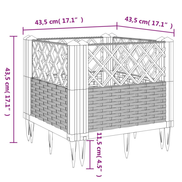 Sodo lovelis su kuoliukais, pilkas, 43,5x43,5x43,5cm, PP