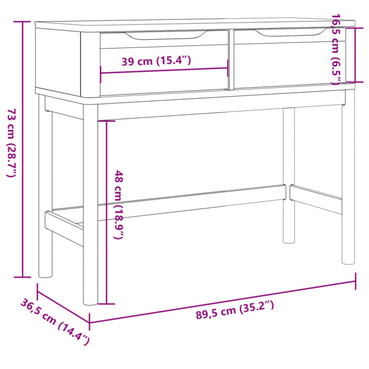 Konsolinis staliukas FLORO, baltas, 89,5x36,5x73cm, pušis