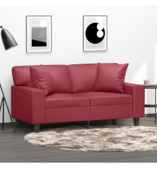 Dvivietė sofa su pagalvėlėmis, vyno, 120cm, dirbtinė oda