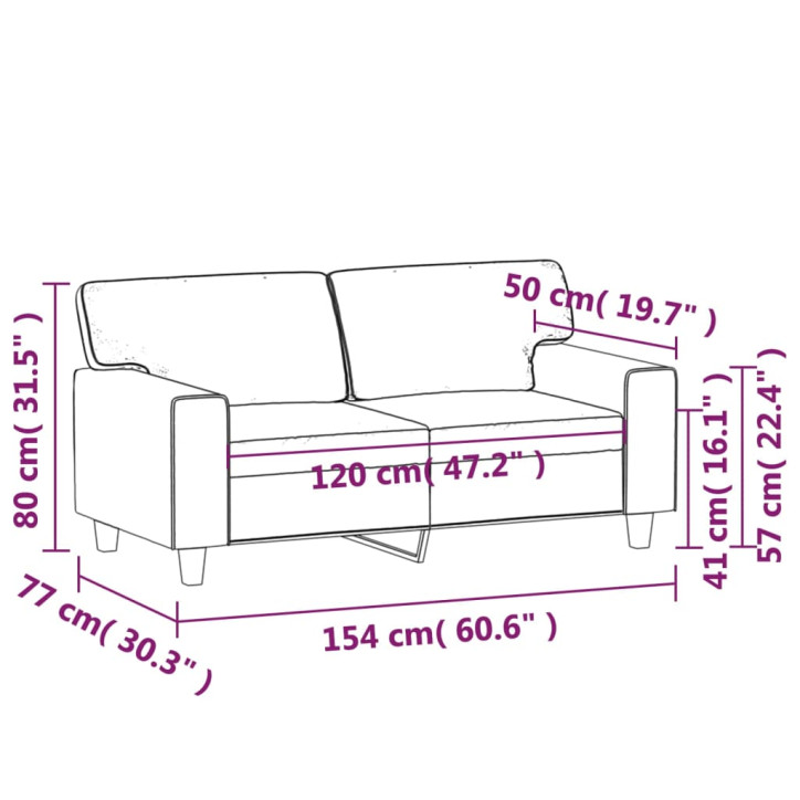 Dvivietė sofa, raudonojo vyno spalvos, 120cm, dirbtinė oda