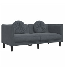 Dvivietė sofa su pagalvėlėmis, tamsiai pilkos spalvos, aksomas