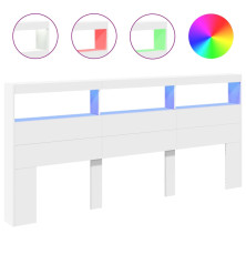 Galvūgalis-spintelė su LED, baltos spalvos, 220x17x102cm