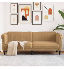 Trivietė sofa, rudos spalvos, aksomas