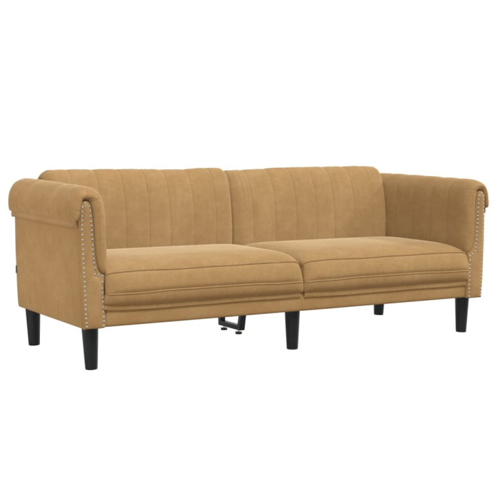 Trivietė sofa, rudos spalvos, aksomas