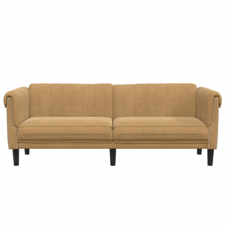 Trivietė sofa, rudos spalvos, aksomas