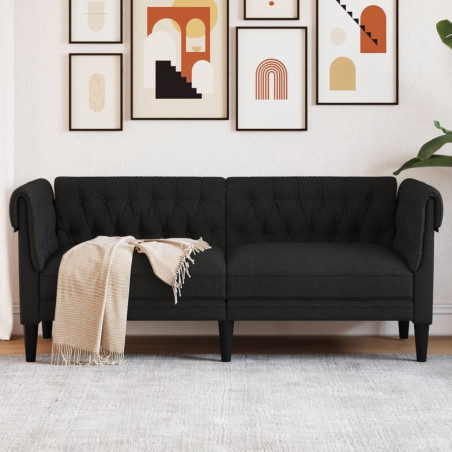 Dvivietė chesterfield sofa, juodos spalvos, audinys