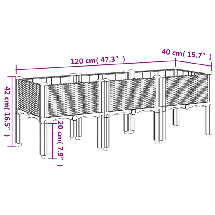 Sodo lovelis su kojomis, baltos spalvos, 120x40x42cm, PP