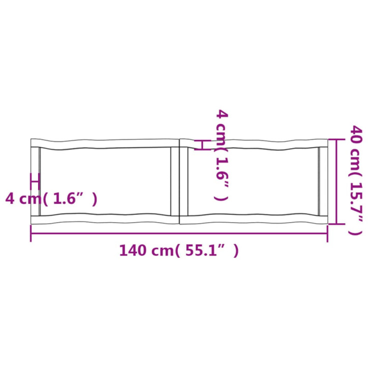 Stalviršis, 140x40x(2–4)cm, medienos masyvas, su gyvu kraštu