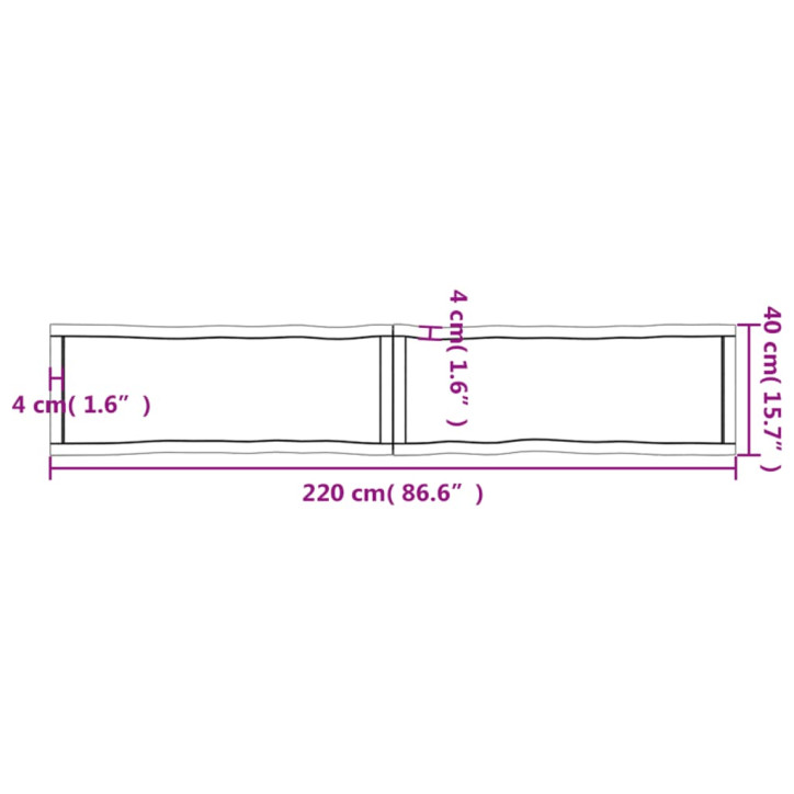 Stalviršis, tamsiai ruda, 220x40x(2–6)cm, medienos masyvas