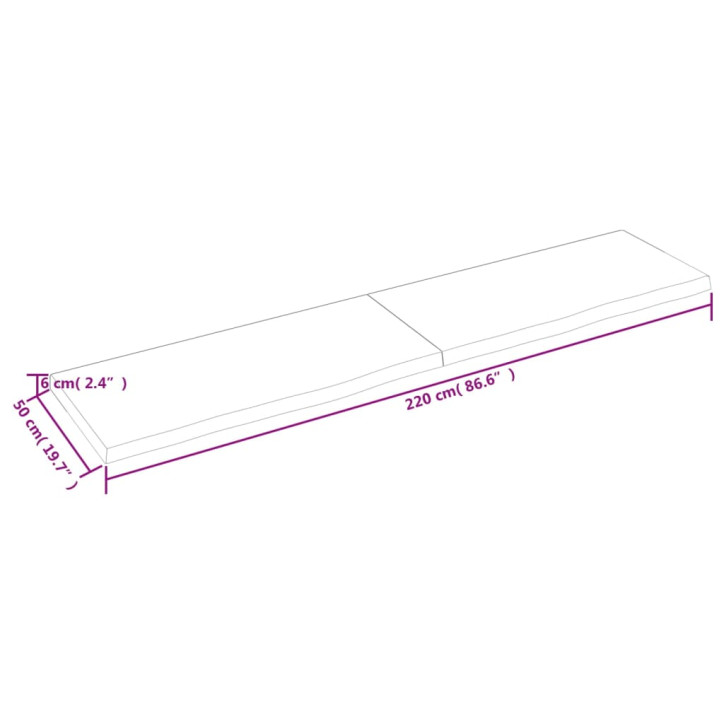 Vonios kambario stalviršis, 220x50x(2–6)cm, medienos masyvas