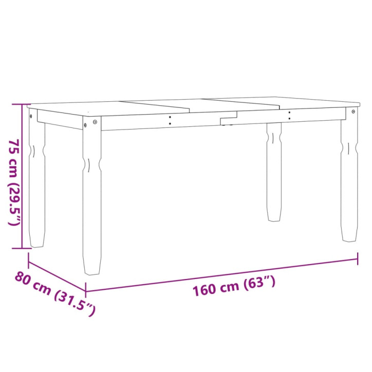 Valgomojo stalas Corona, baltas, 160x80x75cm, pušies masyvas