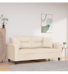 Dvivietė sofa su pagalvėmis, smėlio, 140cm, audinys