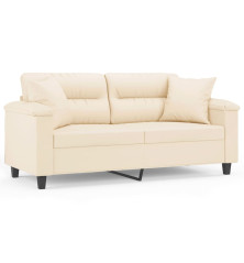 Dvivietė sofa su pagalvėmis, smėlio, 140cm, audinys