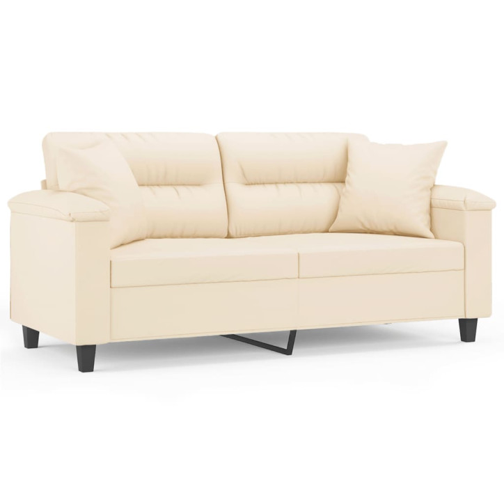 Dvivietė sofa su pagalvėmis, smėlio, 140cm, audinys