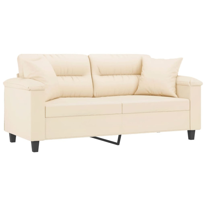 Dvivietė sofa su pagalvėmis, smėlio, 140cm, audinys