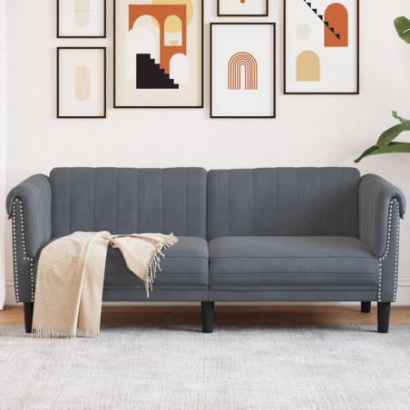 Dvivietė sofa, tamsiai pilkos spalvos, aksomas