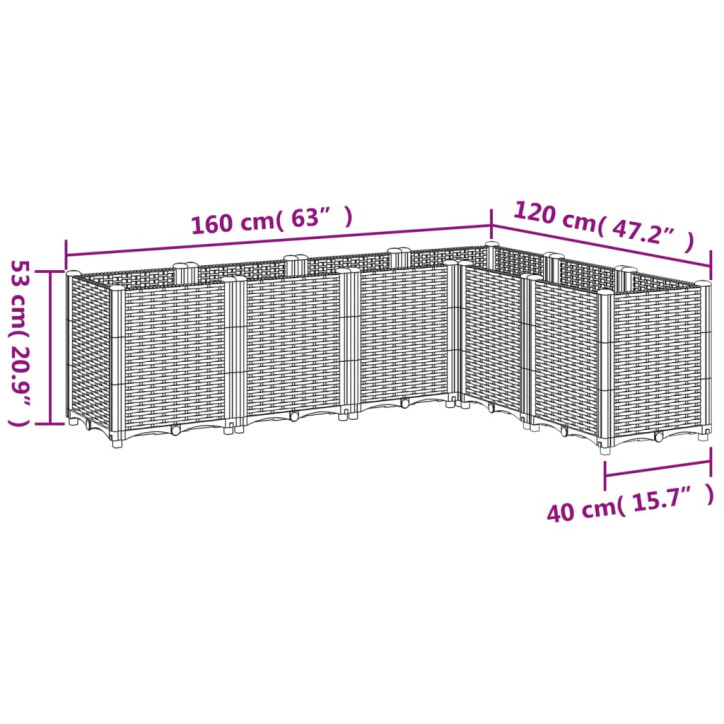 Sodo lovelis, baltos spalvos, 160x120x53cm, PP