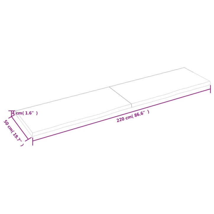 Vonios kambario stalviršis, 220x50x(2–4) cm, medienos masyvas