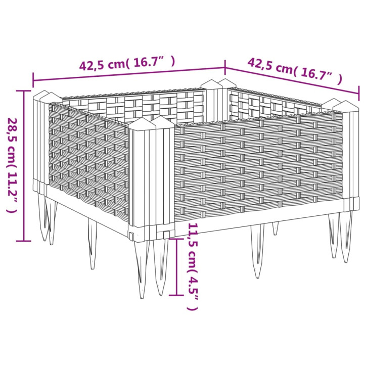 Sodo lovelis su kuoliukais, pilkas, 42,5x42,5x28,5cm, PP