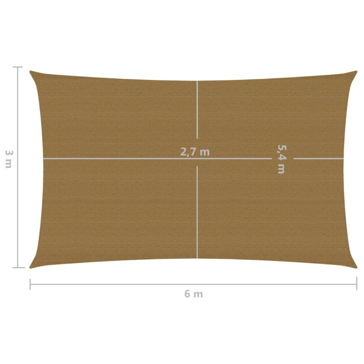 Burė nuo saulės, taupe spalvos, 3x6m, HDPE, 160g/m²