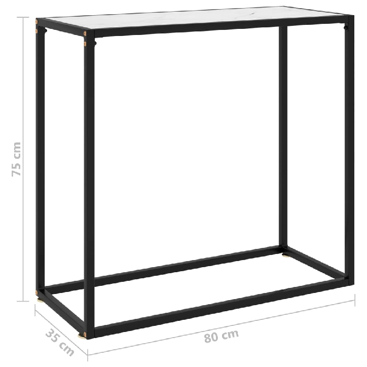 Konsolinis staliukas, baltas, 80x35x75cm, grūdintas stiklas