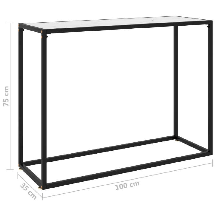 Konsolinis staliukas, baltas, 100x35x75cm, grūdintas stiklas