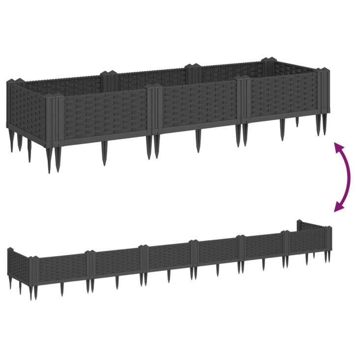 Sodo lovelis su kuoliukais, juodas, 125x40x28,5cm, PP