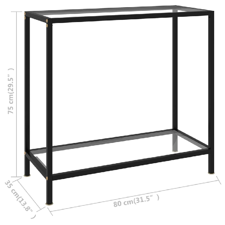 Konsolinis staliukas, skaidrus, 80x35x75cm, grūdintas stiklas