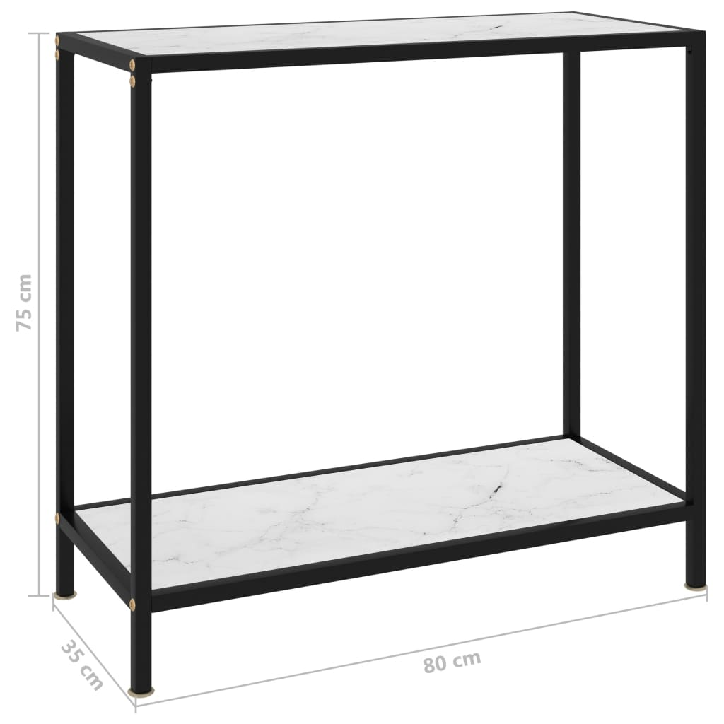 Konsolinis staliukas, baltas, 80x35x75cm, grūdintas stiklas