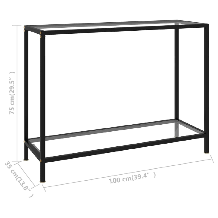 Konsolinis staliukas, skaidrus, 100x35x75cm, grūdintas stiklas